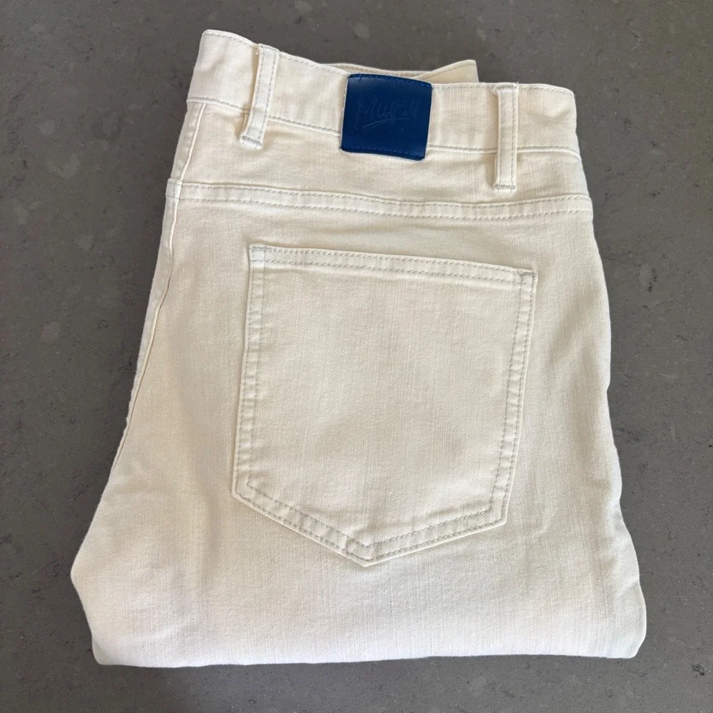 Mugsy Jeans Masons Coolmax Mens Cream Off White Stretch Chino Pants FLXCCW-35X29